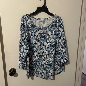 Croft & Barrow Blue and White Patterned Blouse